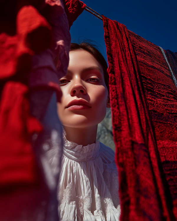 Woman Framed by Fabrics