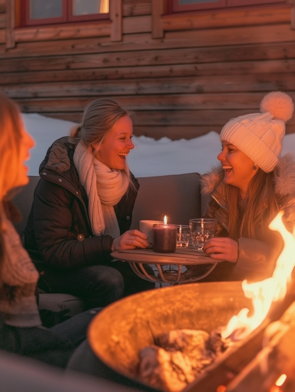 Cozy Evening Conversation by Fire Pit