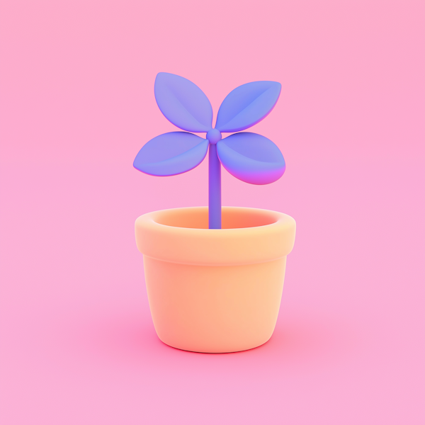 Stylized 3D Potted Plant