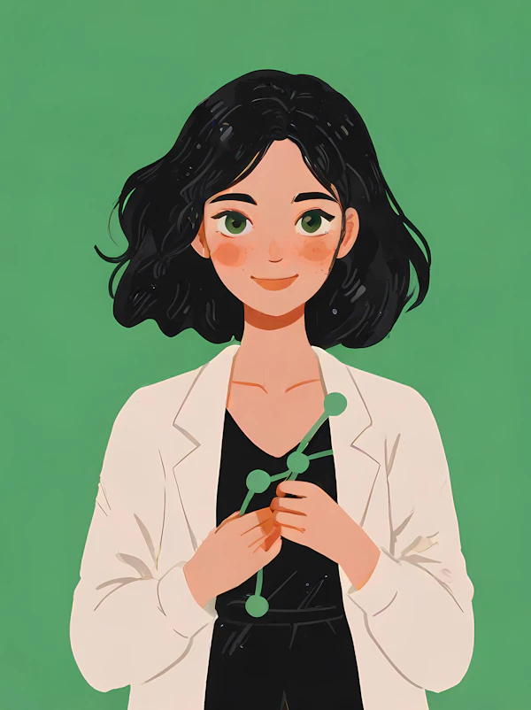 Young Woman Scientist with Molecular Model