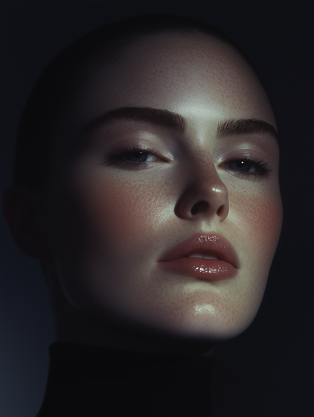 Close-up Portrait with Dramatic Lighting