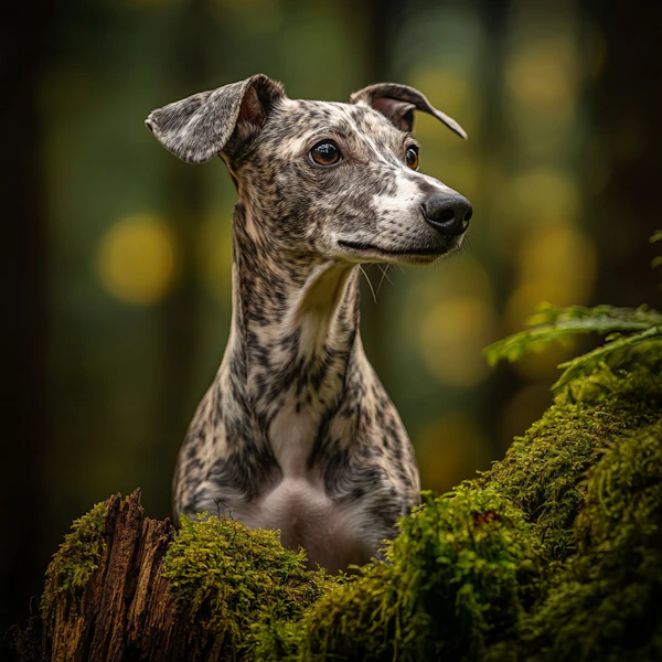 Brindle Greyhound in Forest