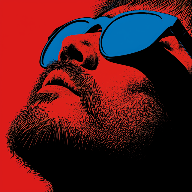 Stylized Portrait with Blue Sunglasses