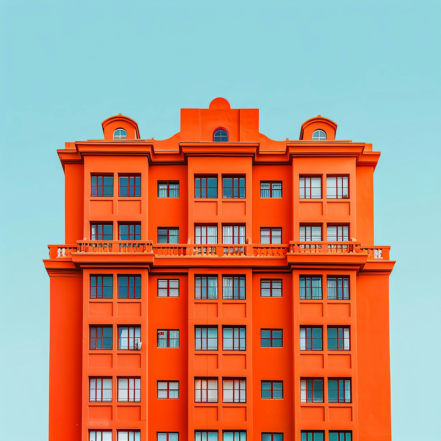 Vibrant Orange Building Against Blue Sky