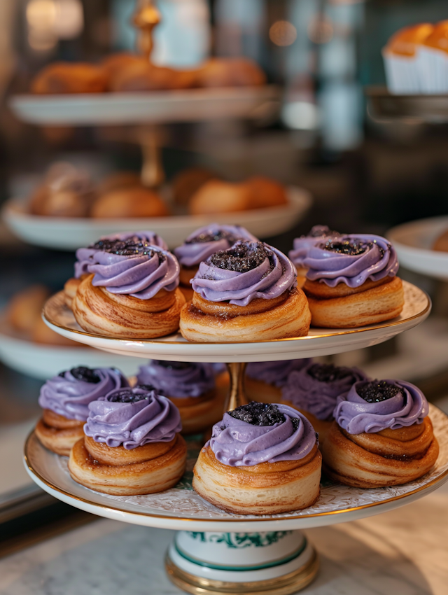 Lavish Purple Frosted Pastries Display