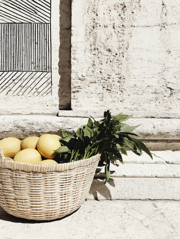 Rustic Basket of Lemons