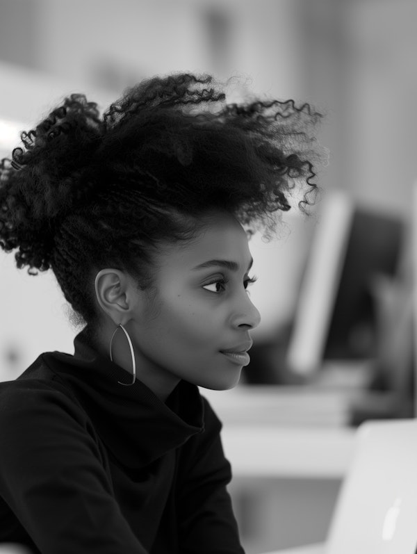 Sophisticated Black and White Workspace Portrait