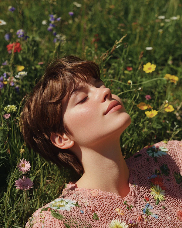 Woman in Wildflower Meadow