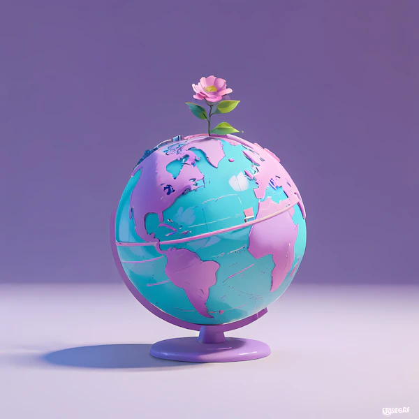 Pastel Globe with Flower