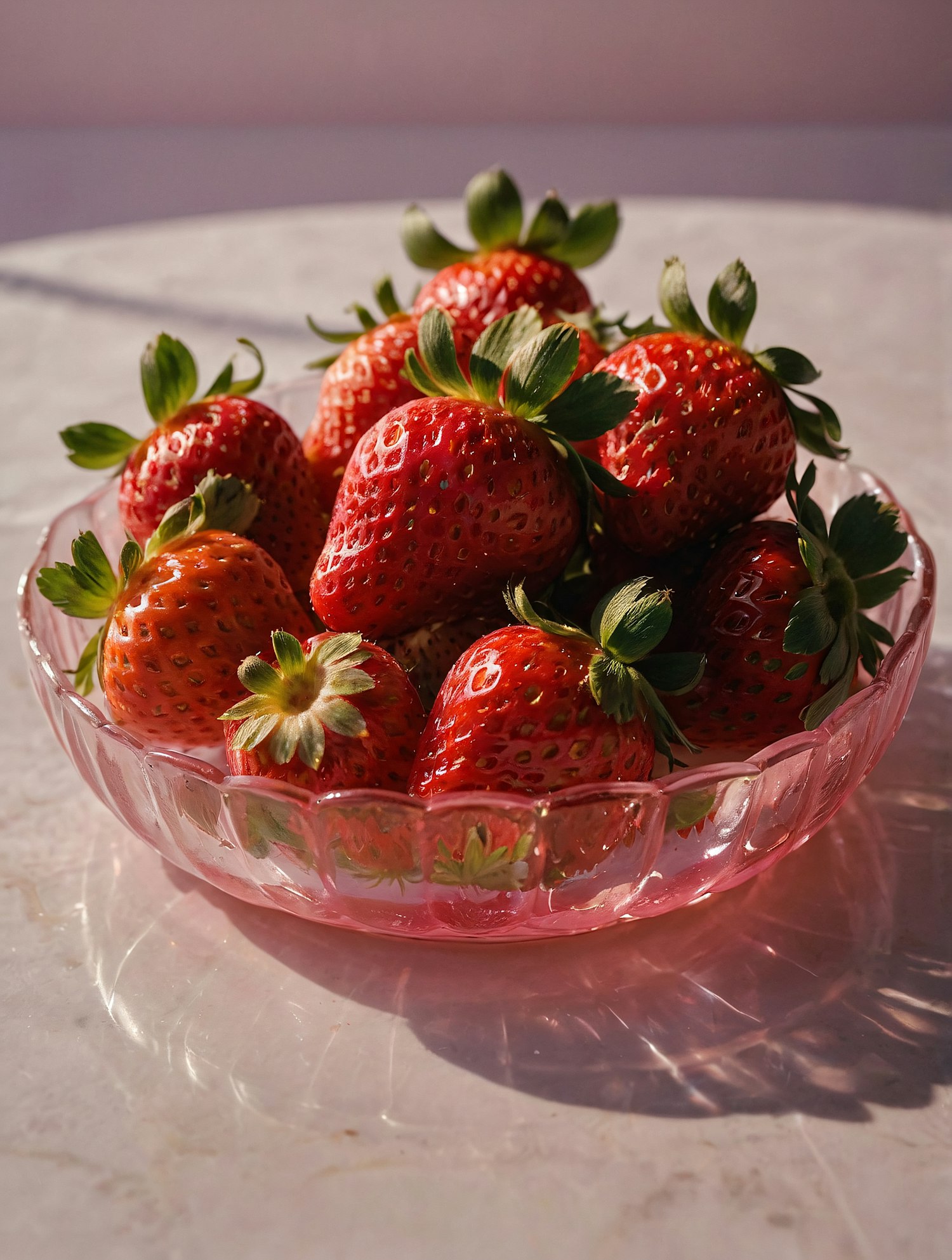 Strawberries in Glass Bowl