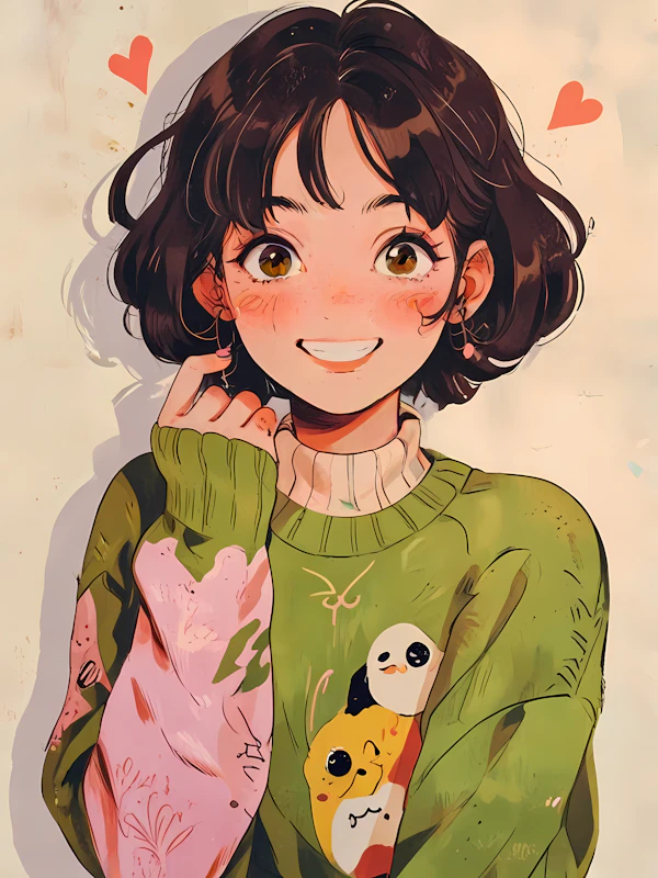 Animated Character with Hearts