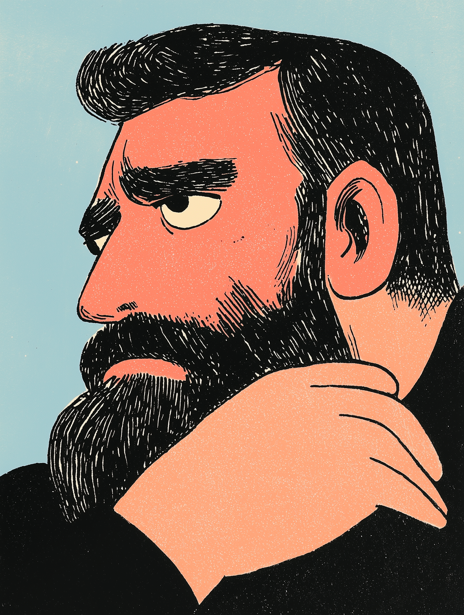 Contemplative Man Illustration