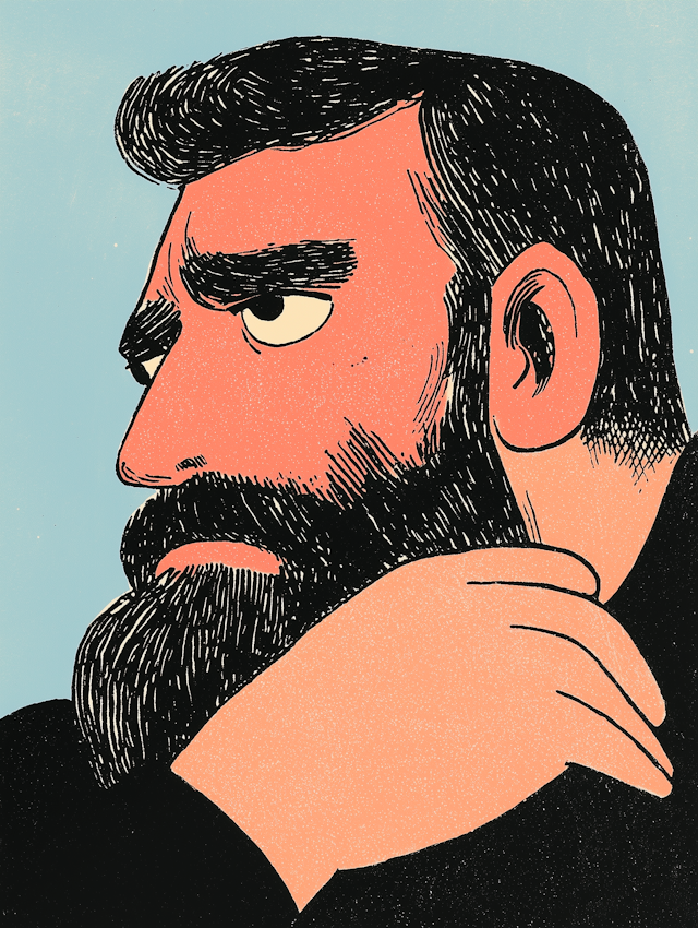 Contemplative Man Illustration