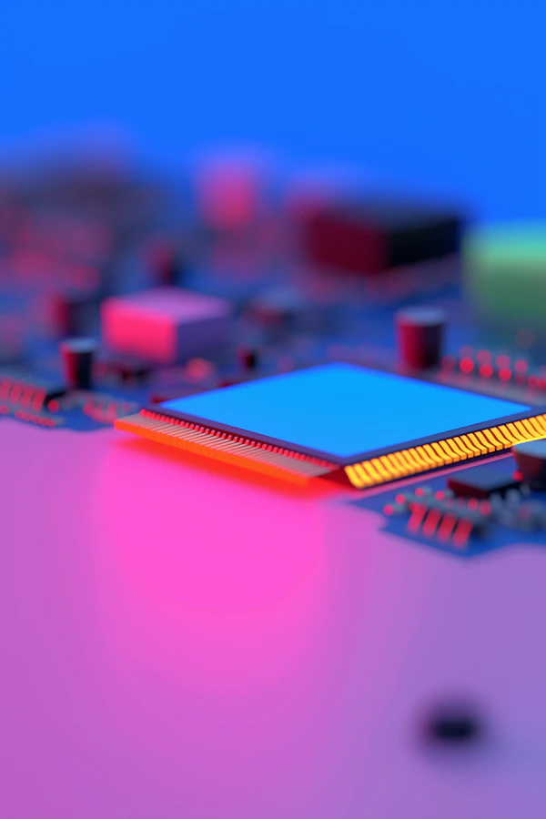 Futuristic Circuit Board Close-Up