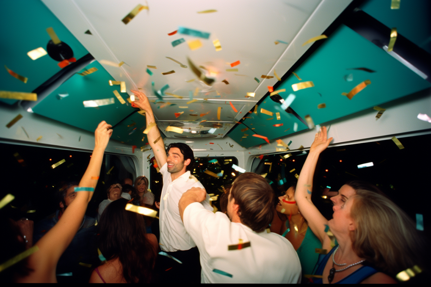 Man in Triumph at Festive Celebration