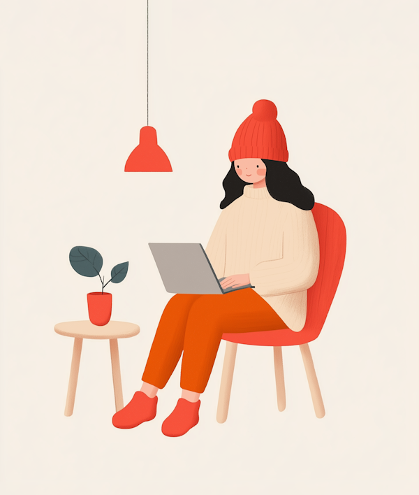 Serene Home Workspace Illustration