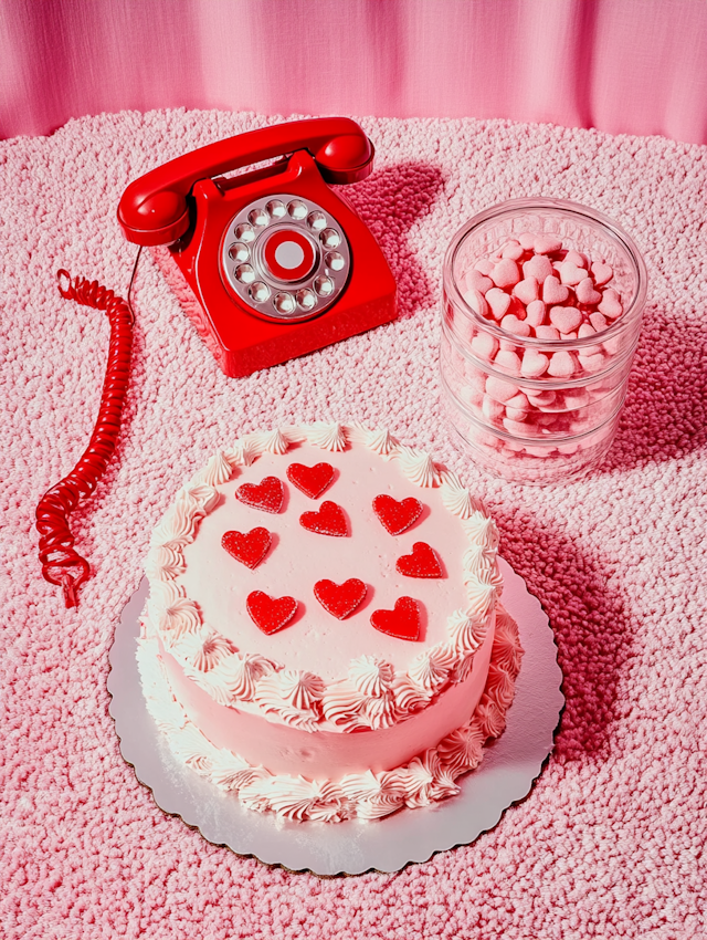 Whimsical Retro Cake Scene