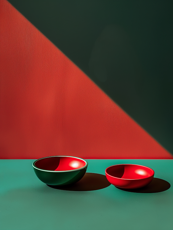 Geometric Composition with Colorful Bowls