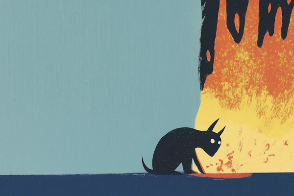 Horned Creature Contemplating Fire