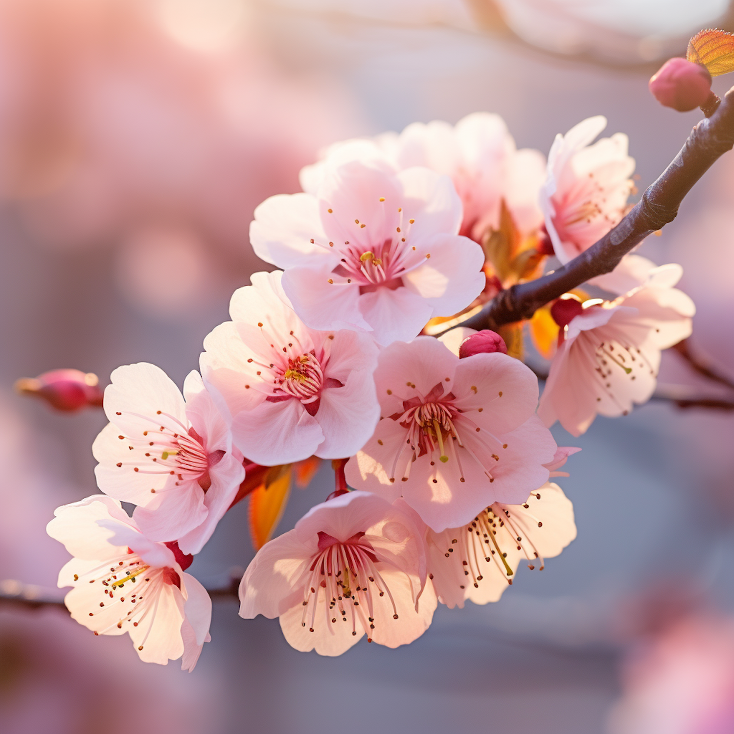 Serenity in Bloom: Pastel Cherry Blossom Close-Up