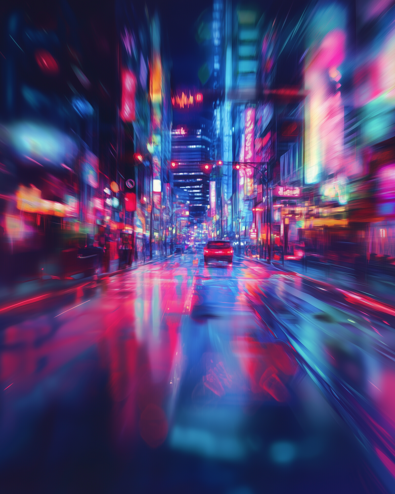 Vibrant Urban Street Scene at Night