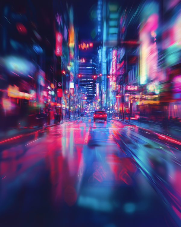 Vibrant Urban Street Scene at Night