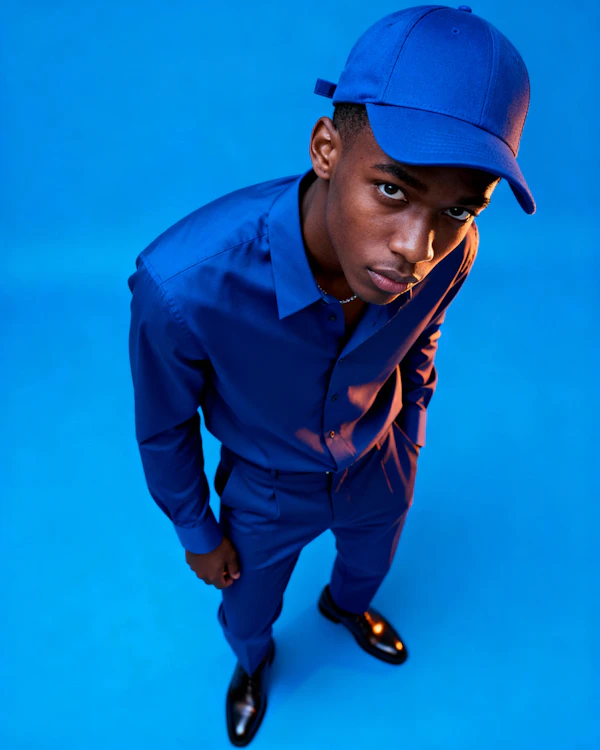 Confident Blue Attire