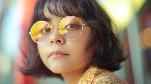 Dreamy Portrait of a Young Woman with Glasses