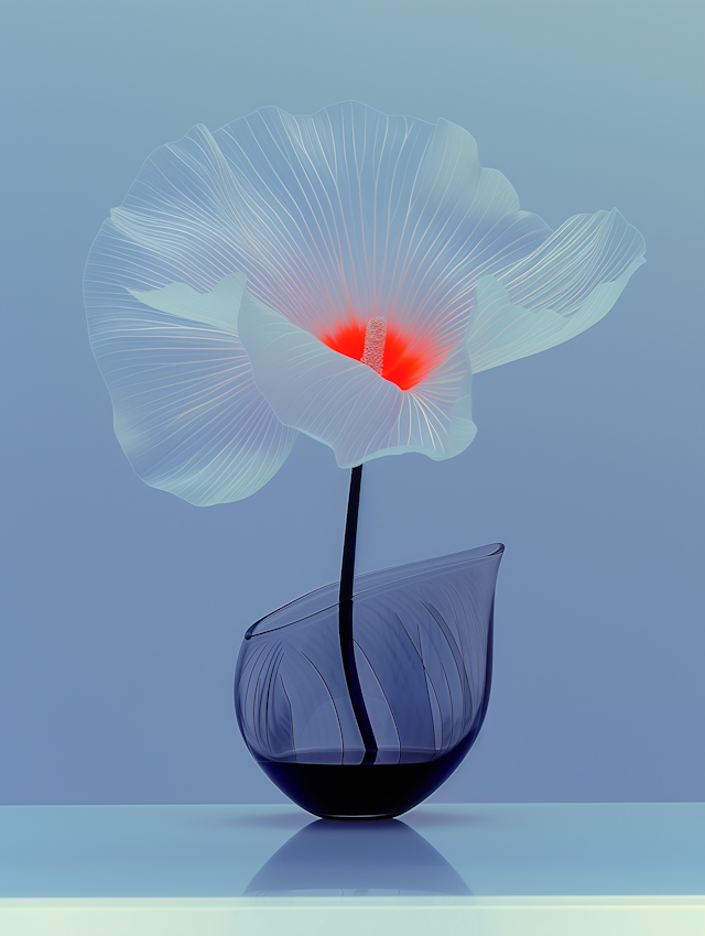 Luminescent Blue Flower in Vase