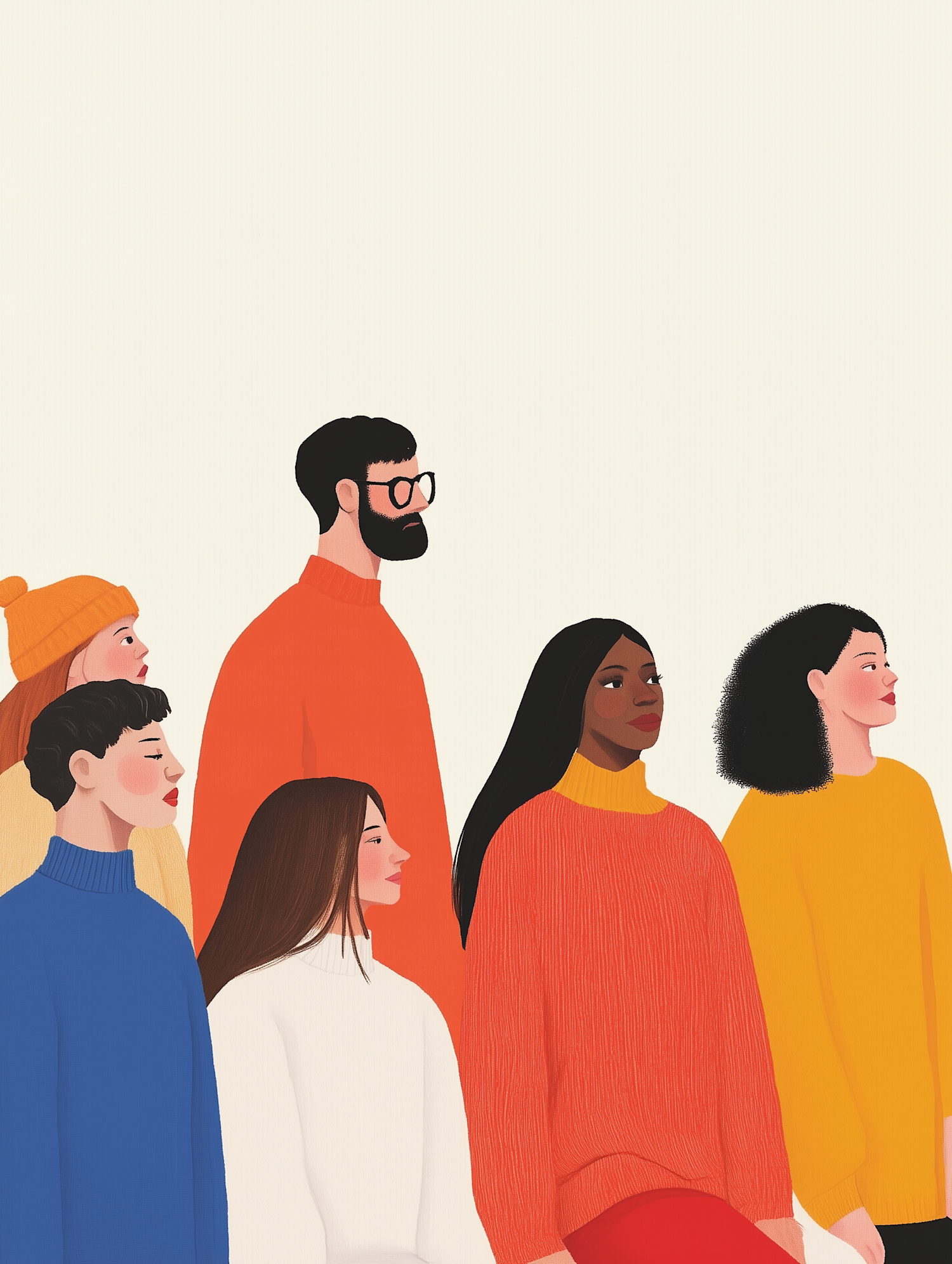 Diverse Group Portrait Illustration