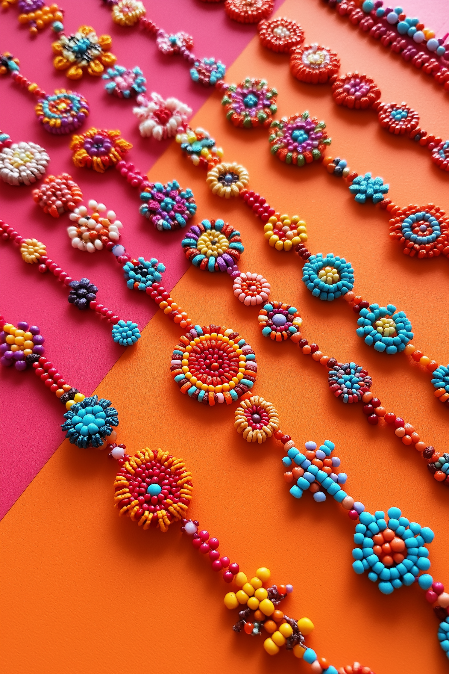 Colorful Beadwork Floral Display