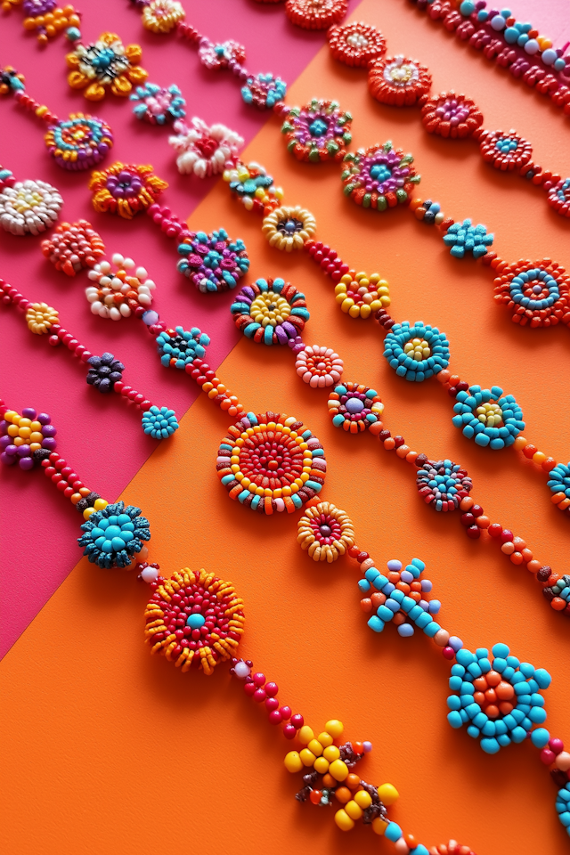 Colorful Beadwork Floral Display