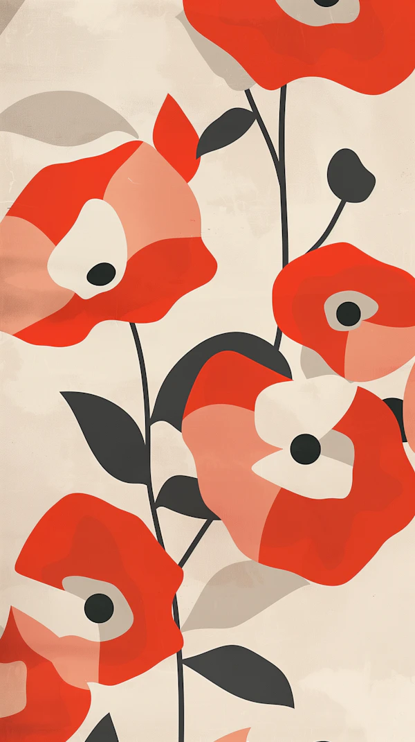 Stylized Red Poppies