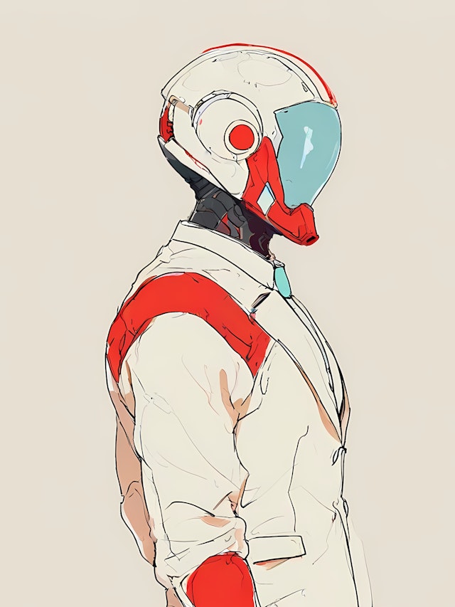 Futuristic Character with High-Tech Helmet