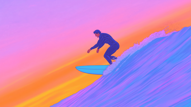 Surfer Riding a Wave