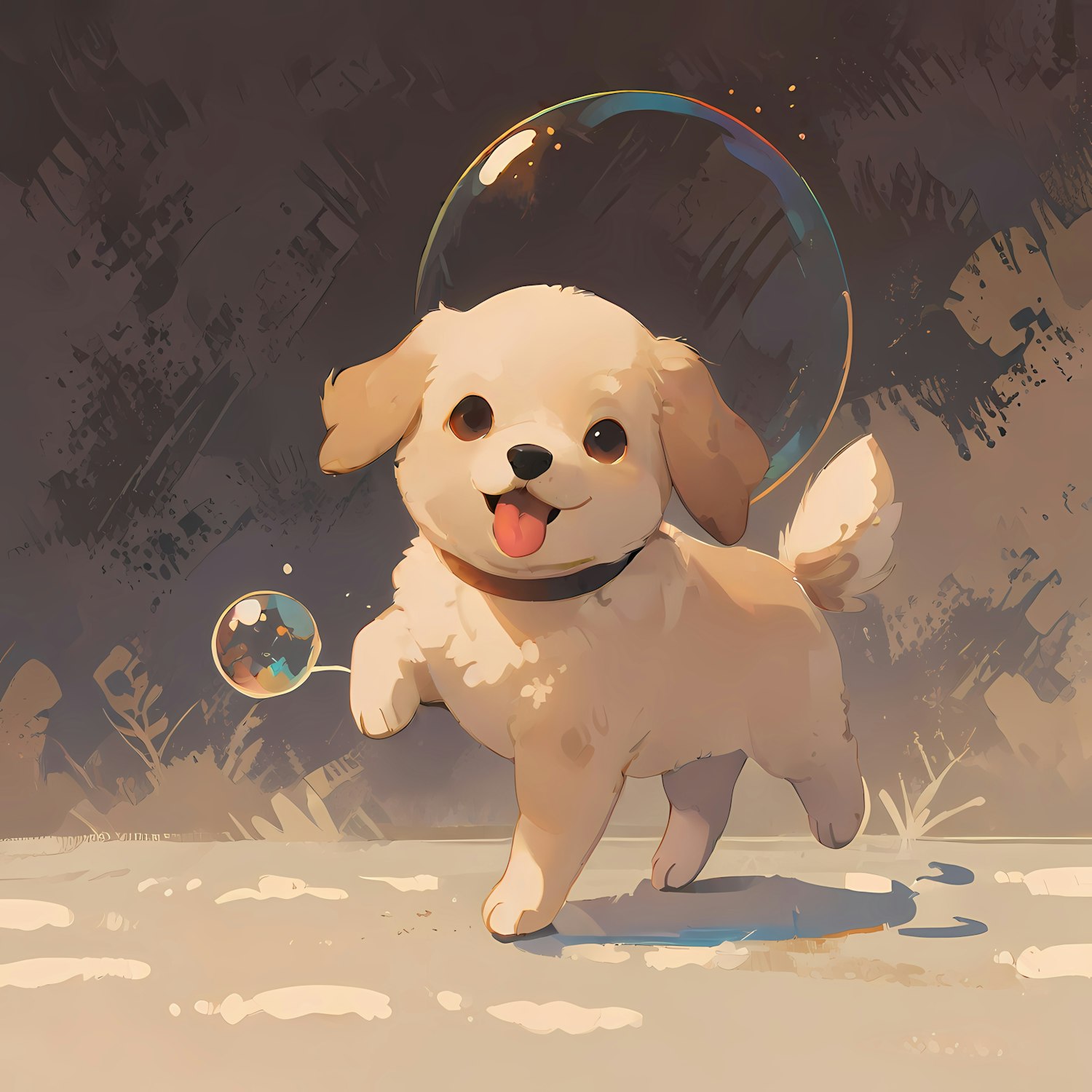 Joyful Puppy with Bubble