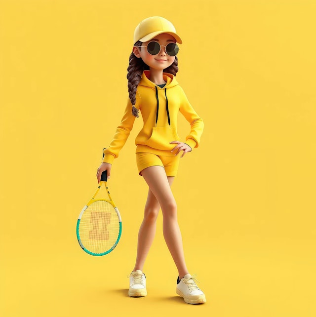 Stylish Girl in Yellow Sports Outfit