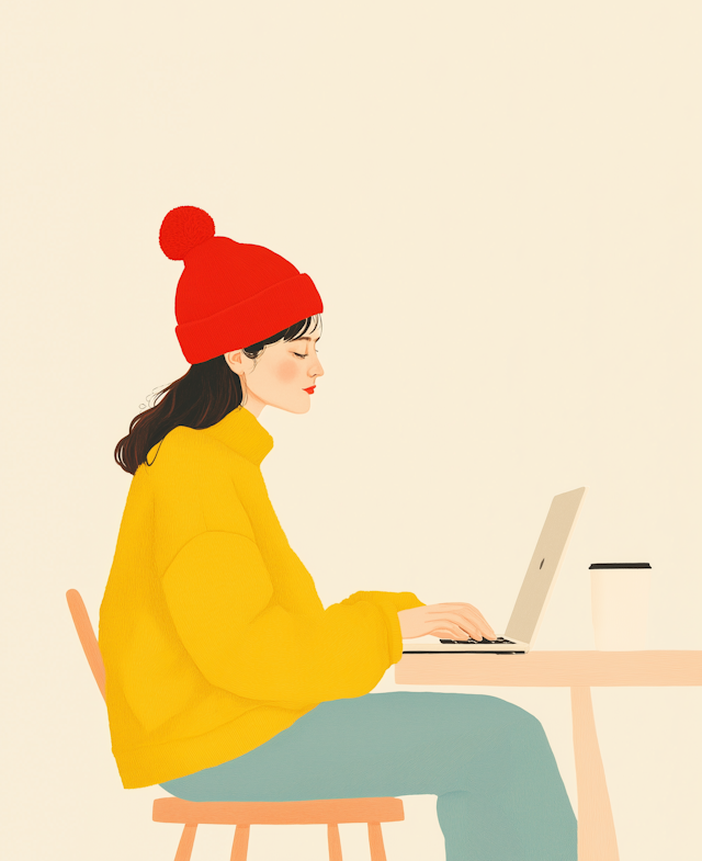 Woman Typing on Laptop