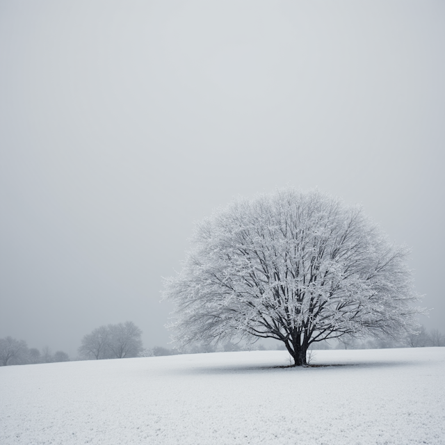 Solitary Snow-Covered Tree