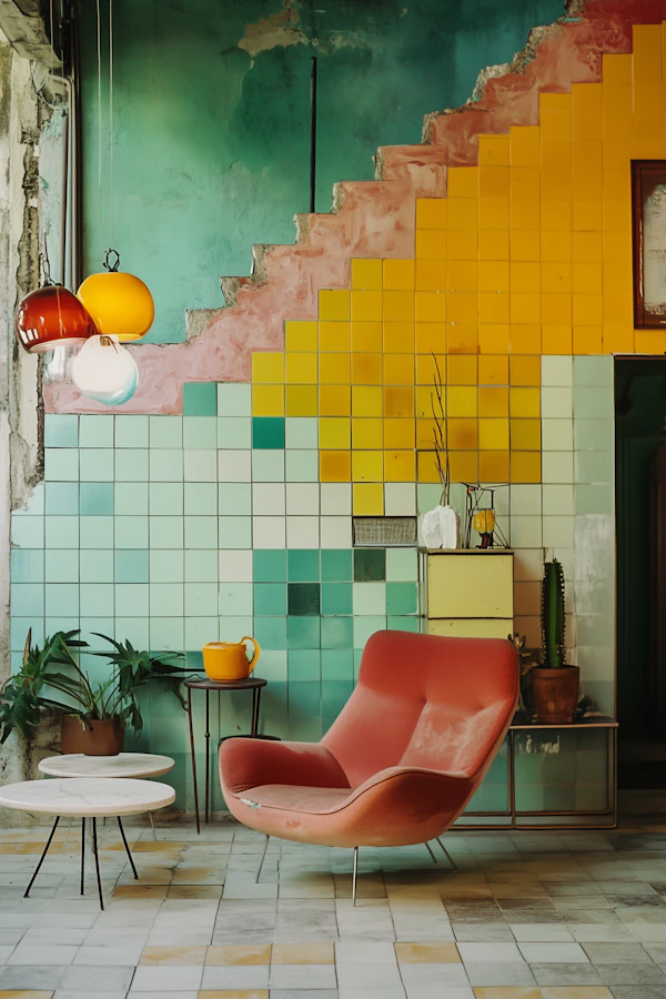 Eclectic Interior with Retro Armchair