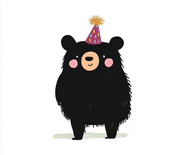 Cartoon Bear with Party Hat