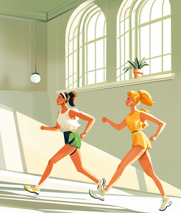 Dynamic Female Runners Illustration