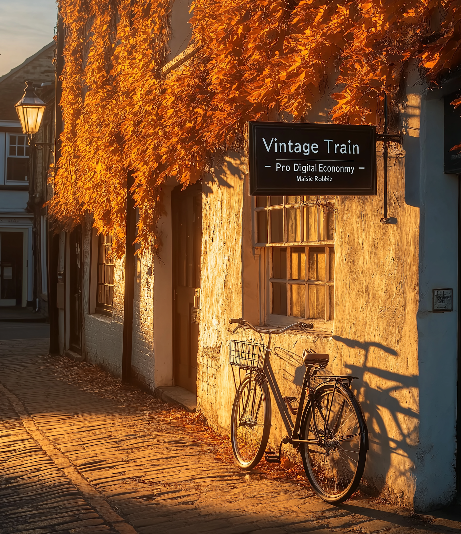 Quaint Street Scene at Sunset