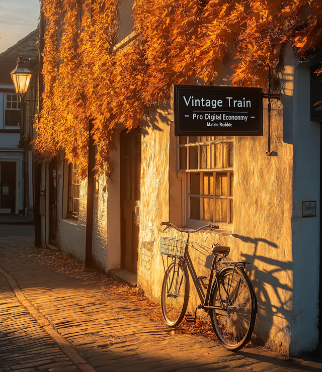 Quaint Street Scene at Sunset