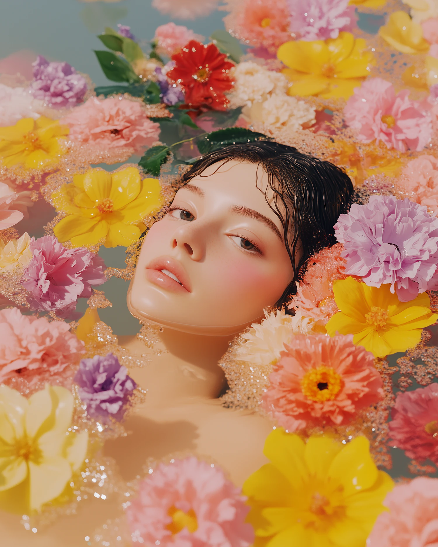 Woman in Floral Water