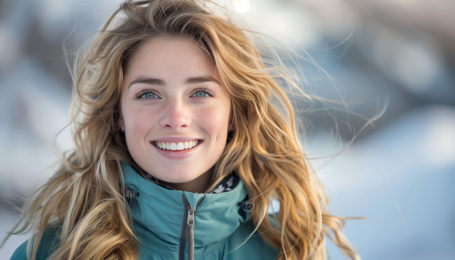 Smiling Young Woman in Winter