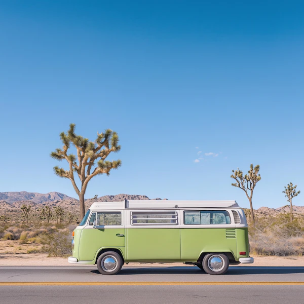 Vintage Camper in Desert