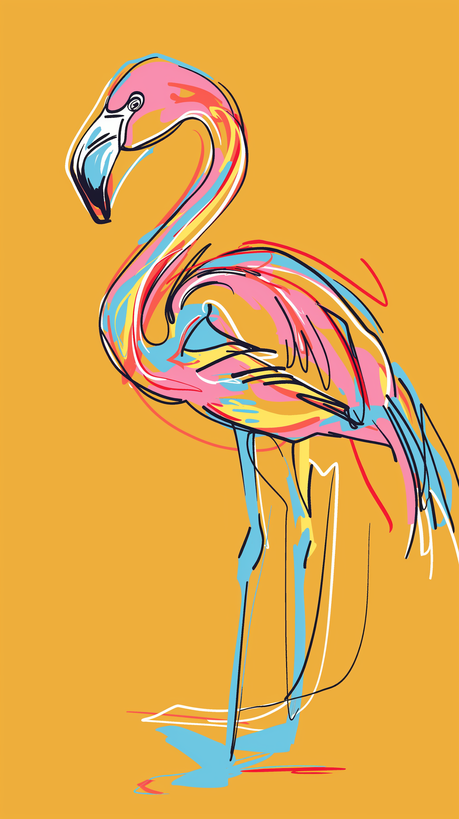 Stylized Artistic Flamingo