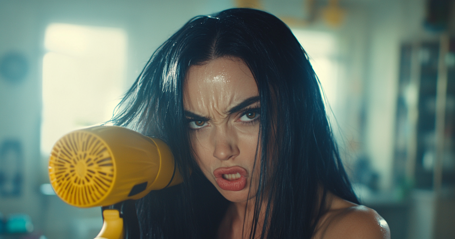 Dramatic Portrait with Hairdryer