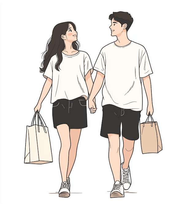 Cheerful Young Couple Walking